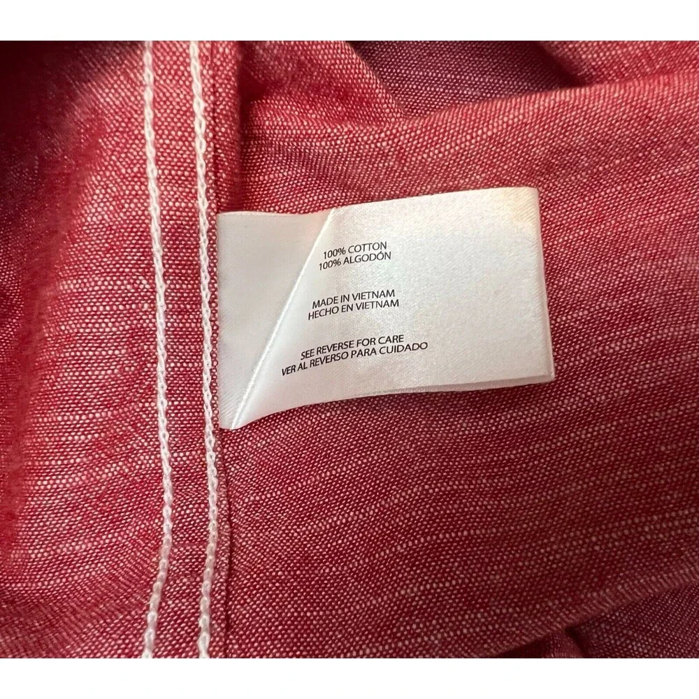 Woolrich Red Chambray Camp Shirt  Mens Size XXL  Casual Short Sleeve Button Down - Picture 4 of 5